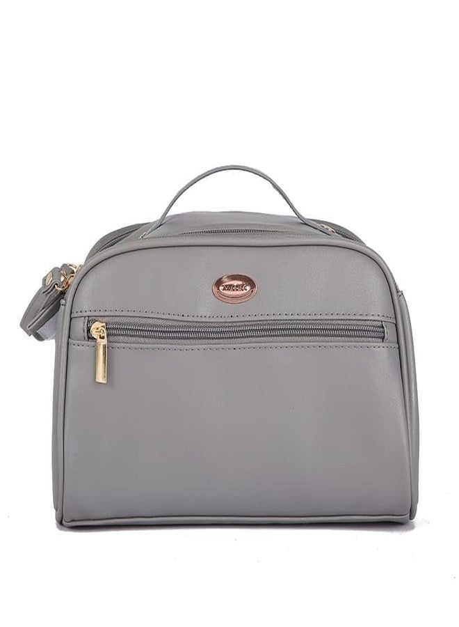 SALEPUSH Toiletry Bag Cosmetic Bag Make Up Box for Brushes, Accessories with a Sleek and Minimalistic Design, Perfect for Both Men and Women (Grey) - Image 1